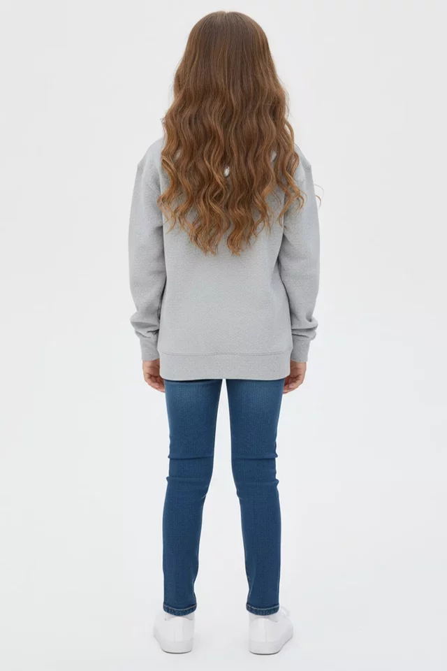 Kız Çocuk Üç İplik Şardonlu Kapüşonlu Kanguru Cepli Sweatshirt - 2