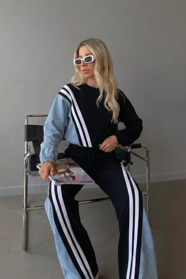 Kot Garnili Sweat Pantolon İkili Takım - 2