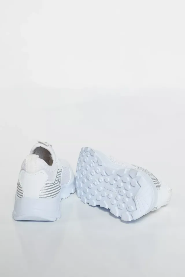 Lastik Bağcıklı Kız Çocuk Ayakkabı Beyaz