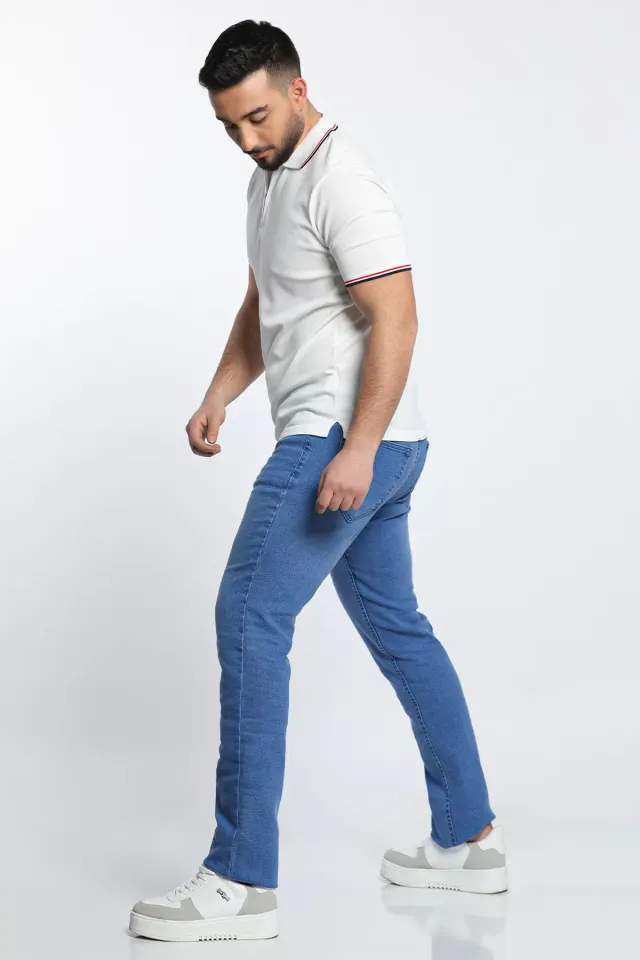 Likralı Erkek Jean Kot Pantolon Mavi