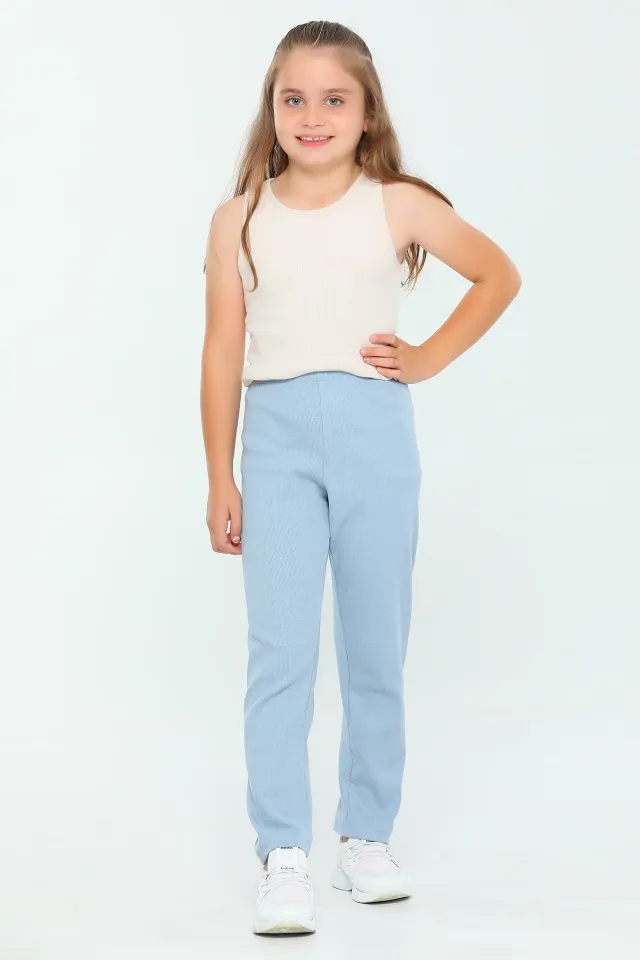 Kız Çocuk Likralı Pantolon Mavi