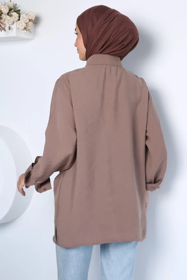 Modern Kesim Ön Bağlamalı Tesettür Gömlek