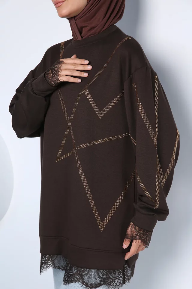 Modern Payet Desenli Şık Tesettür Tunik
