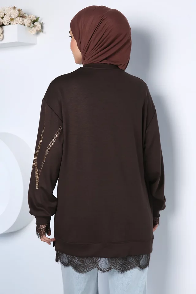 Modern Payet Desenli Şık Tesettür Tunik
