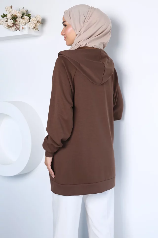 Modern Tasarım Kapüşonlu Tesettür Sweat Ceket