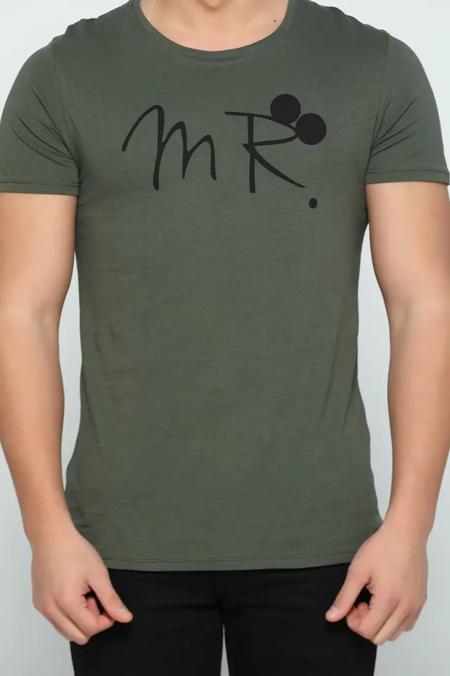 Mr Baskılı Sevgili Kombin Erkek T-shirt Haki