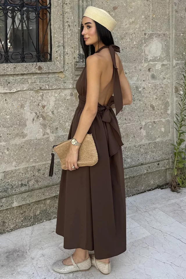 Omuz Bağlamalı Poplin Elbise