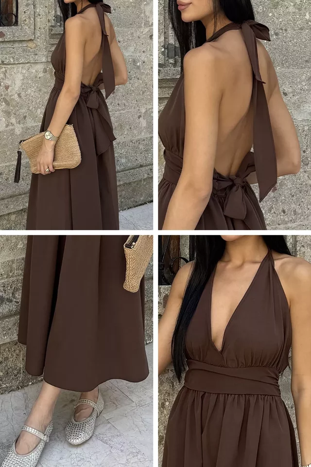 Omuz Bağlamalı Poplin Elbise