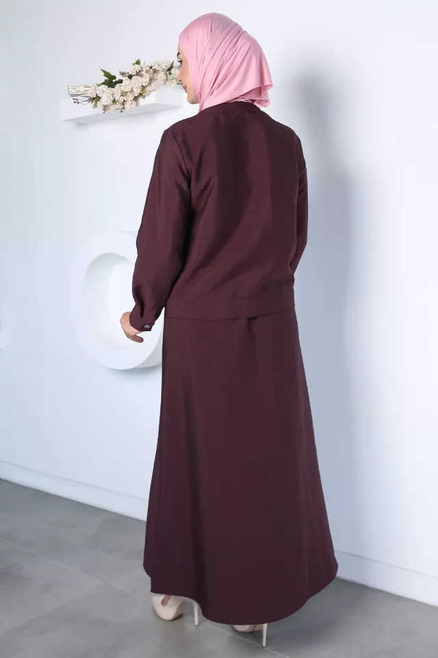 Ön Çıtçıtlı Ceket Etek Tesettür İkili Takım