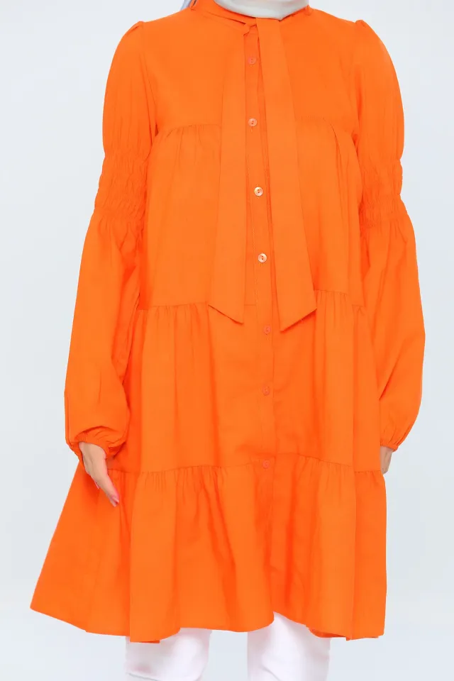 Kadın Modest Tesettür Gömlek Tunik Orange