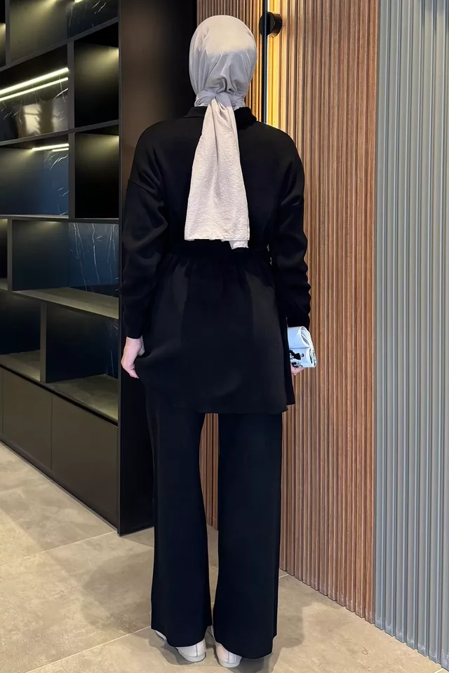 Papatya Aplikeli Tunik Pantolon Triko Tesettür İkili Takım (s,m,l,xl Uyumludur)