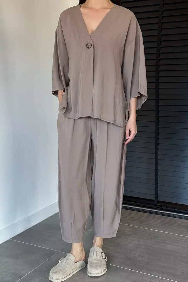 Perry Kadın Kısa Kol Oversize Bluz Havuç Pantolon İkili Takım - 2