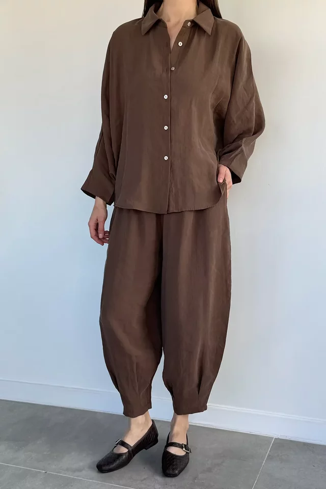 Perry Kadın Oversize Gömlek Havuç Pantolon İkili Takım - 2