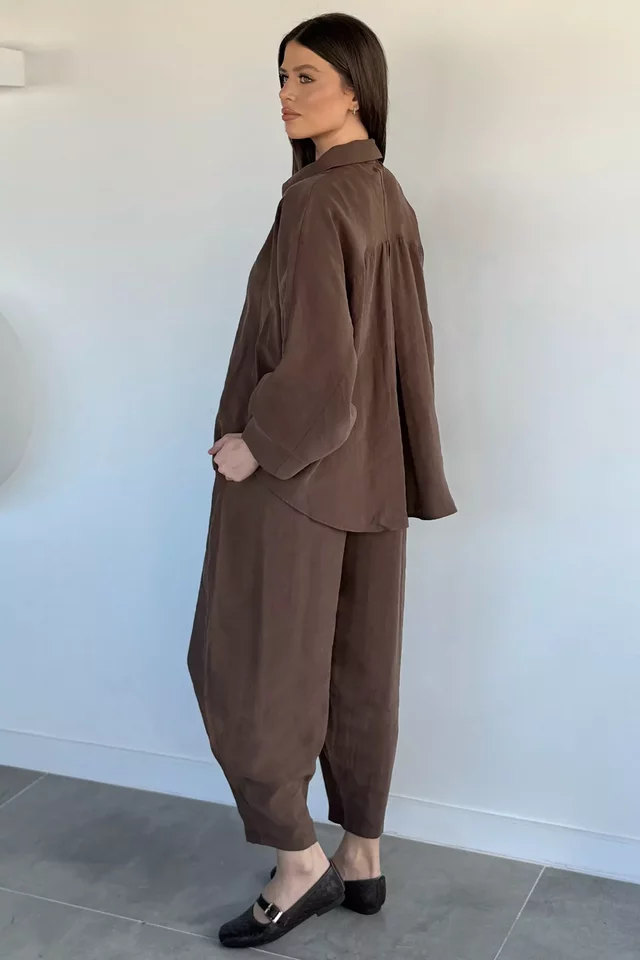 Perry Kadın Oversize Gömlek Havuç Pantolon İkili Takım