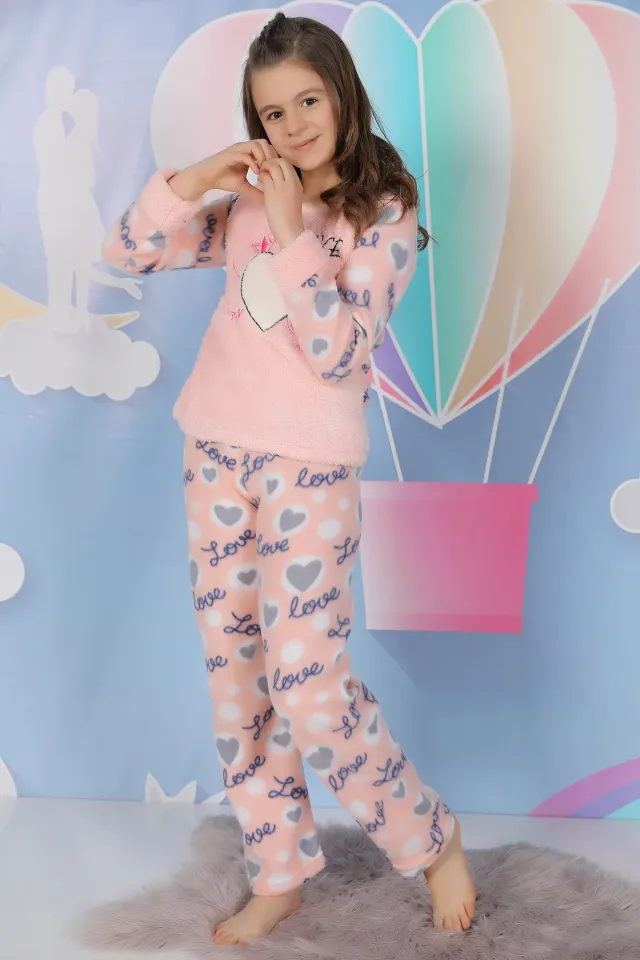 Polar Kız Çocuk Pijama Takımı Somon Fujya
