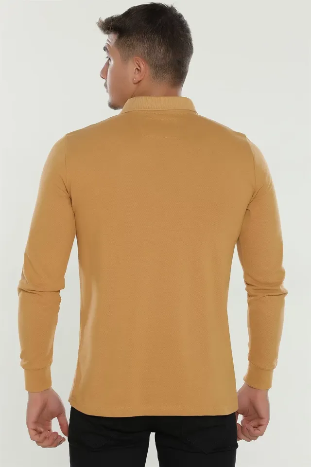 Polo Yaka Armalı Sweat-shirt Hardal