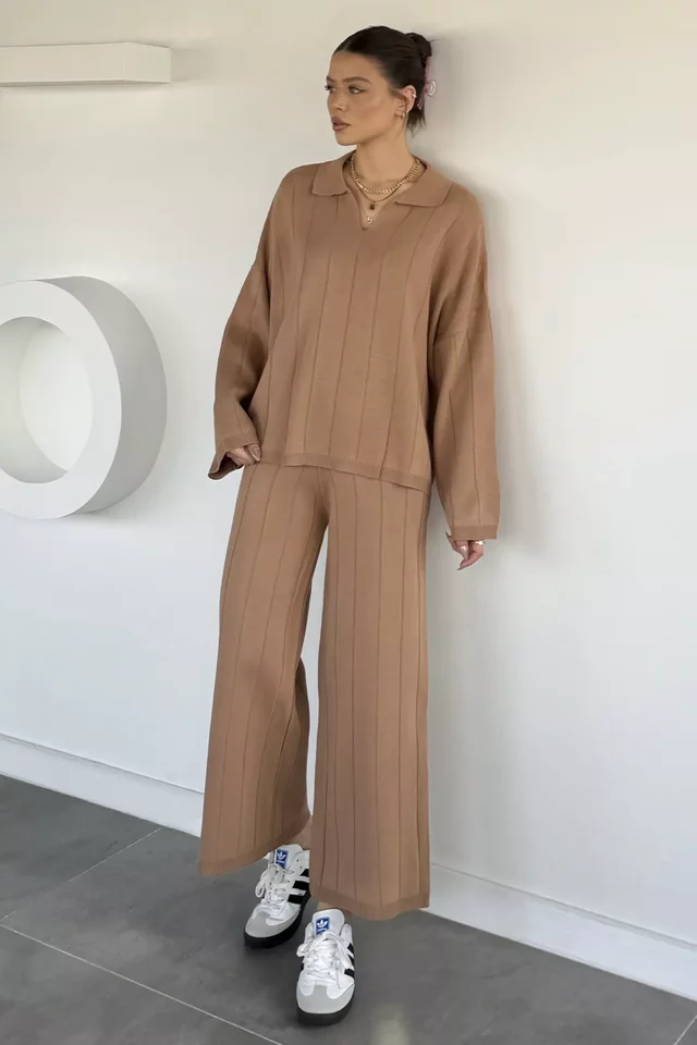 Polo Yaka Bluz Pantolon Triko İkili Takım - 2
