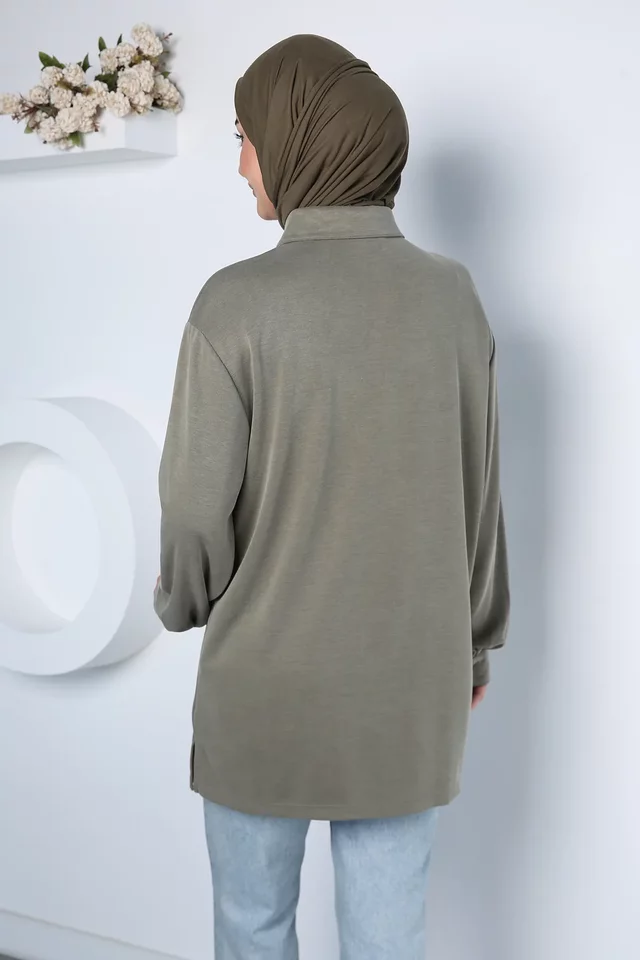 Polo Yaka Zarif Tesettür Sweat Tunik