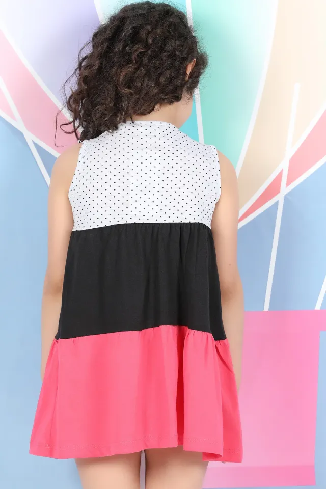 Renk Bloklu Kız Çocuk Elbise Grinarçiçeği