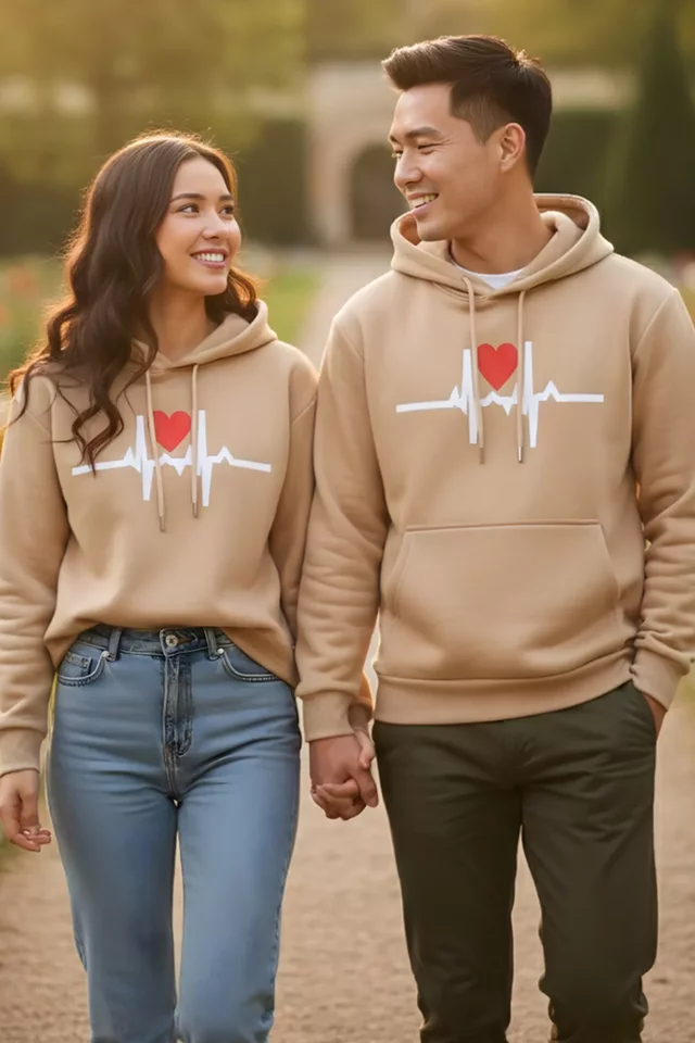Şardonlu Baskılı Kapüşonlu Sevgili Kombini İkili Sweatshirt (s-m-l Beden Uyumludur.) - 1