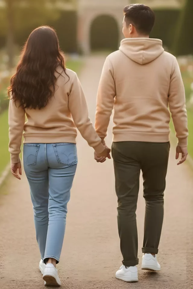 Şardonlu Baskılı Kapüşonlu Sevgili Kombini İkili Sweatshirt (s-m-l Beden Uyumludur.)