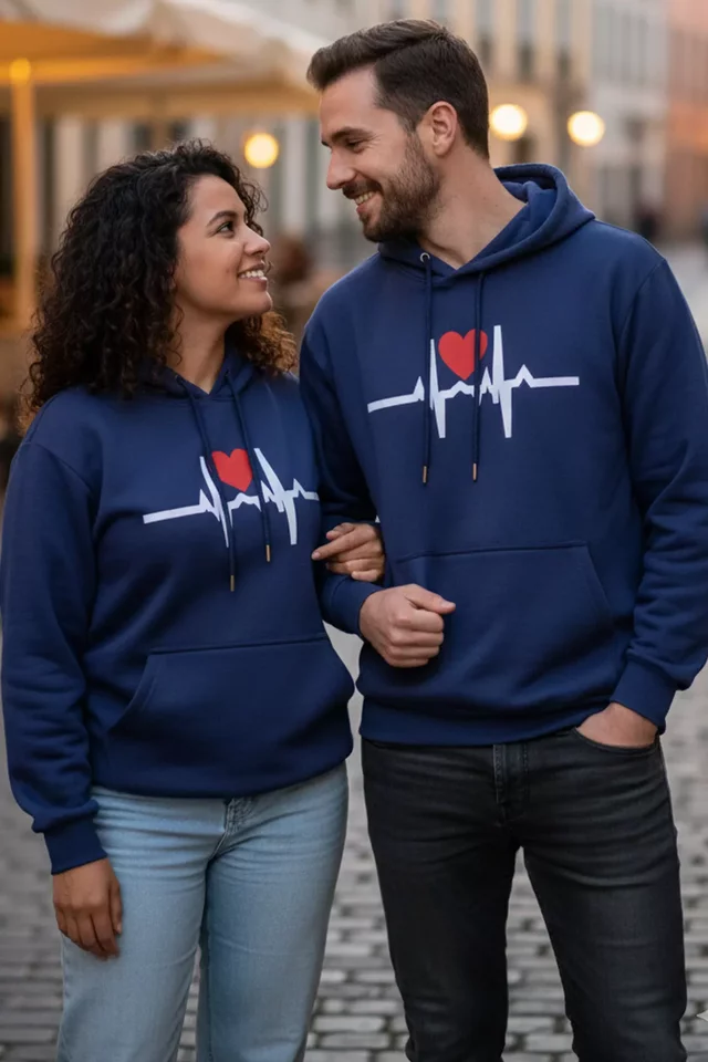 Şardonlu Baskılı Kapüşonlu Sevgili Kombini İkili Sweatshirt (s-m-l Beden Uyumludur.)