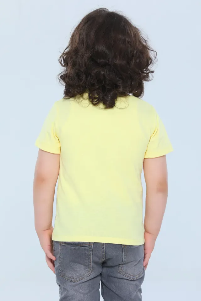 Erkek Çocuk Bisiklet Yaka T-shirt Sarı