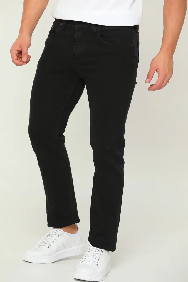 Erkek Yıkamalı Slim Fit Jean Pantolon Siyah