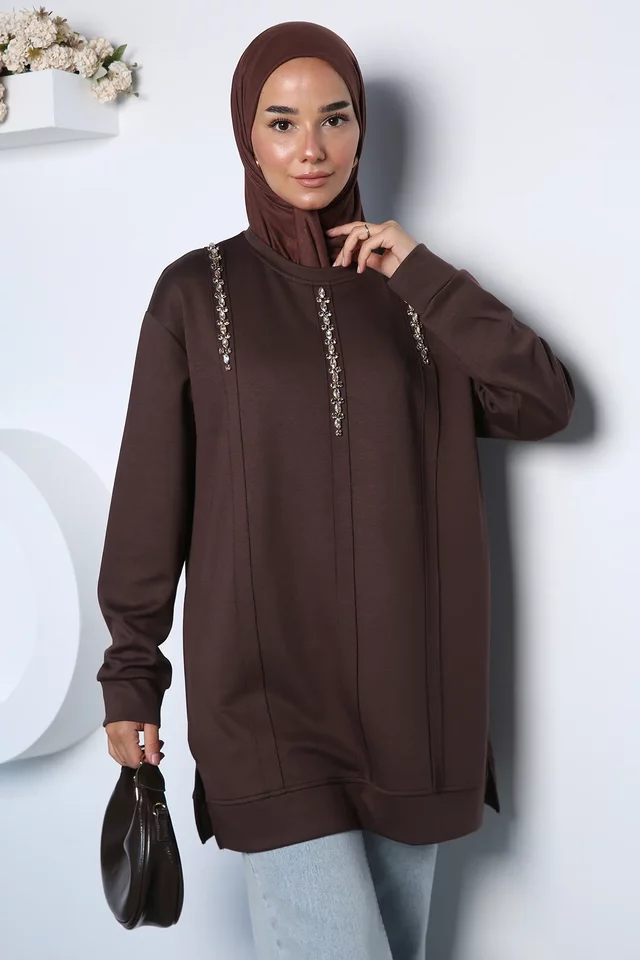 Taş Süslemeli Tesettür Tunik