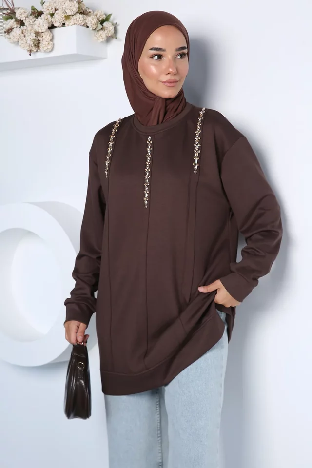 Taş Süslemeli Tesettür Tunik - 2