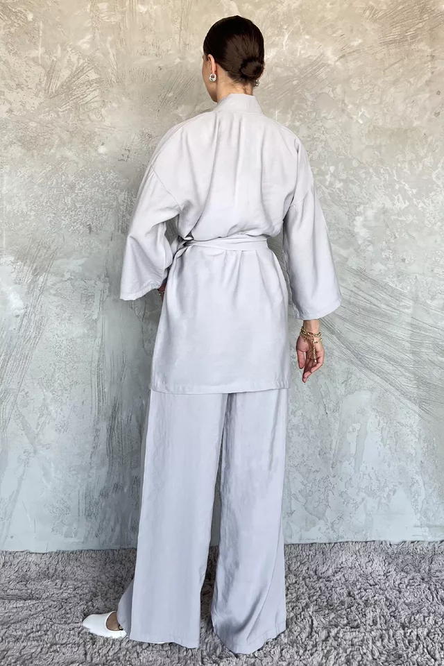 Taşlı Kimono Pantolon İkili Takım
