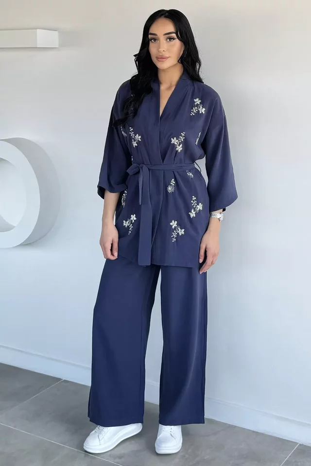 Taşlı Kimono Pantolon İkili Takım - 2