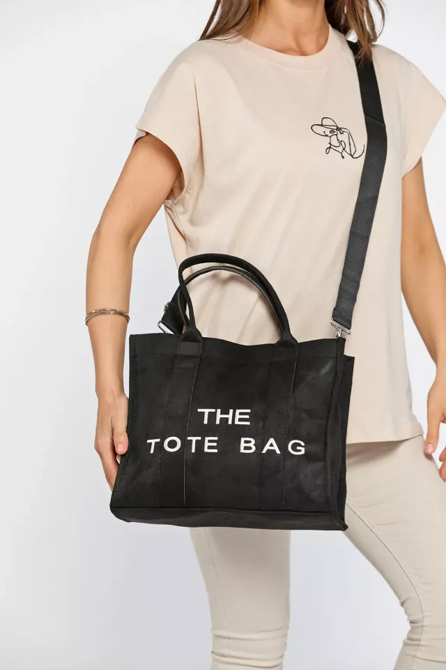 The Tote Bag Baskılı Günlük Çanta Siyah