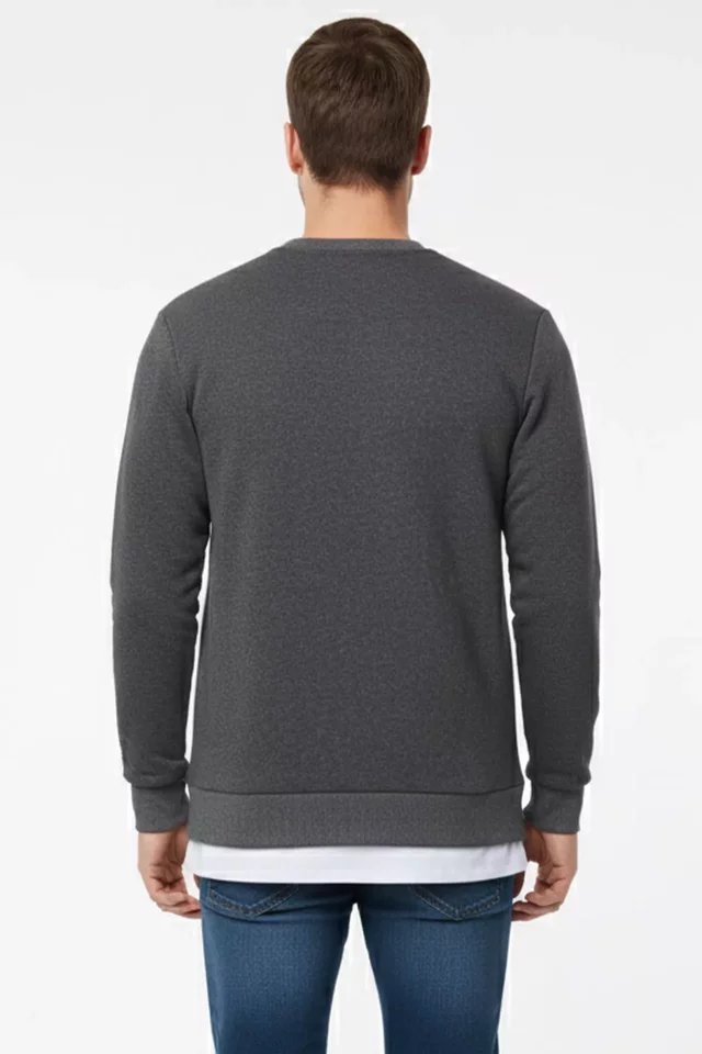 Üç İplik Şardonlu Baskılı Erkek Sweatshirt - 2