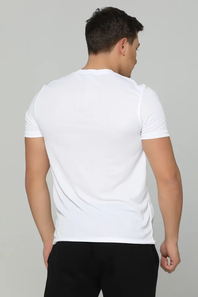 V Yaka Erkek T-shirt Beyaz
