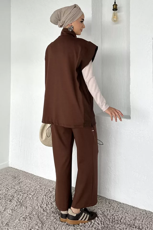 Fermuarlı Yelek Pantolon Tesettür İkilil Takım