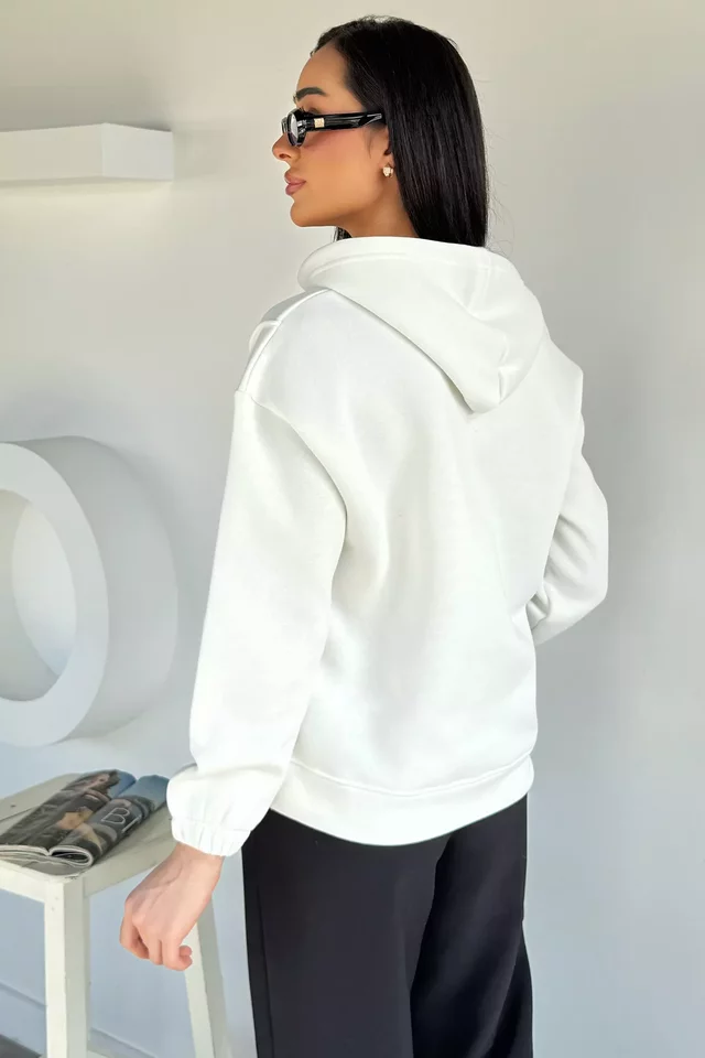 Yarım Fermuarlı Üç İplik Şardonlu Kadın Sweatshirt