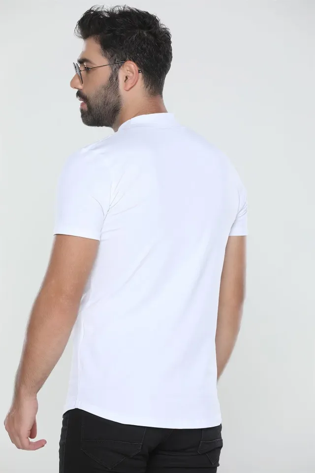 Yarım Yaka Bay T-shirt Beyaz